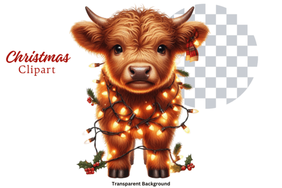 Download Highland Cow Christmas Lights Clipart - Art Collection