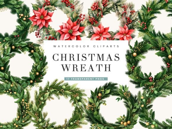 Download Watercolor Christmas Wreath Clipart - Art Collection