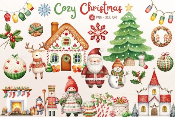 Download Watercolor Cozy Christmas Clipart Set - Art Collection