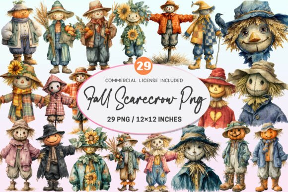 Download Watercolor Fall Scarecrow Clipart. - Art Collection