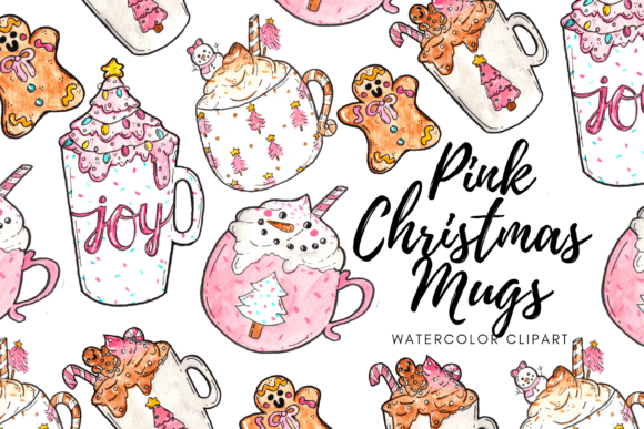 Download Watercolor Pink Christmas Mug Clipart - Art Collection