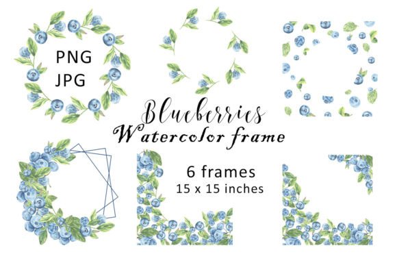 Download Watercolor Frame Blueberries Clipart PNG - Art Collection