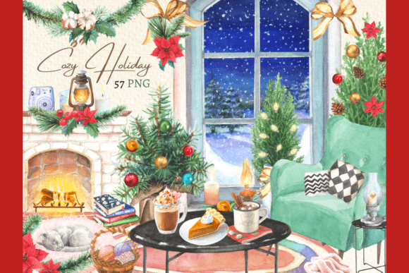 Download Watercolor Cozy Christmas Clipart Set - Art Collection