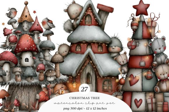 Download Whimsical Christmas Tree Clipart Bundle - Art Collection