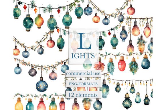 Download Watercolor Christmas Lights Clipart - Art Collection