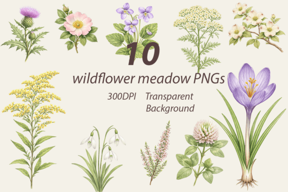 Download Wildflower Meadow Botanical PNG Bundle - Premium Resources