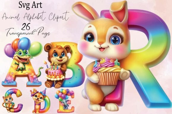 Download Cute Animal Alphabet Clipart PNG Bundle - Art Collection