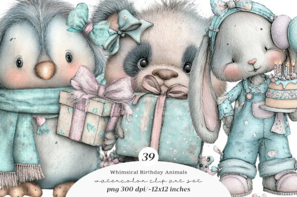 Download Whimsical Birthday Animal Clipart - Art Collection