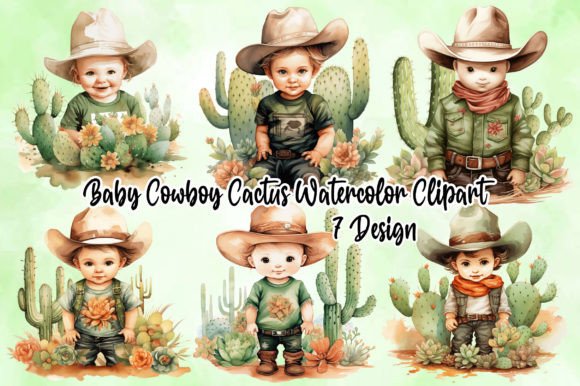 Download Baby Cowboy Cactus Watercolor Clipart - Art Collection